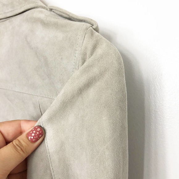 All Saints Gray Leather Jacket - Picture 10 of 10